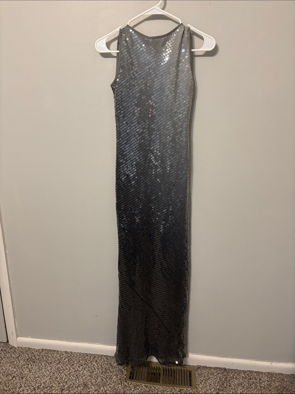 Chetta B vintage Charcoal/Gray Sequin Sleeveless Maxi Evening gown